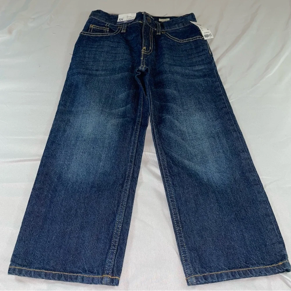OshKosh Bgosh Boys Classic Straight Leg Dark Wash Denim Jeans‎ Size 5H NWT